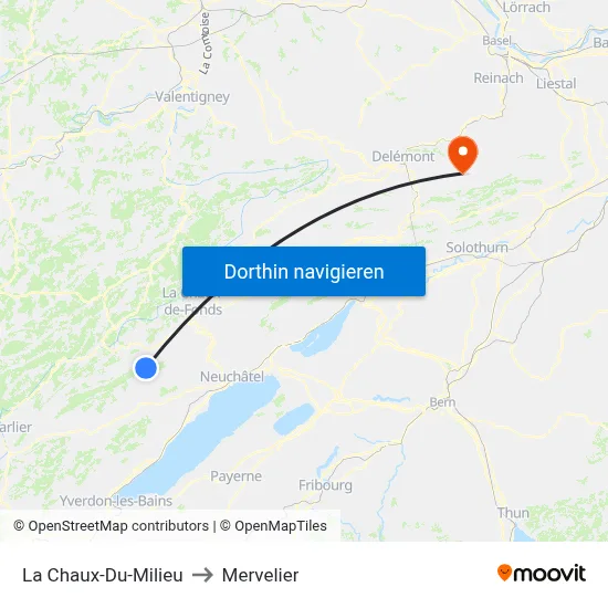 La Chaux-Du-Milieu to Mervelier map