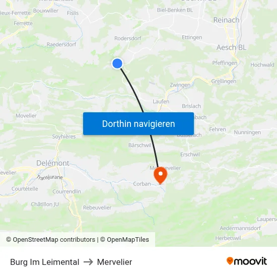 Burg Im Leimental to Mervelier map
