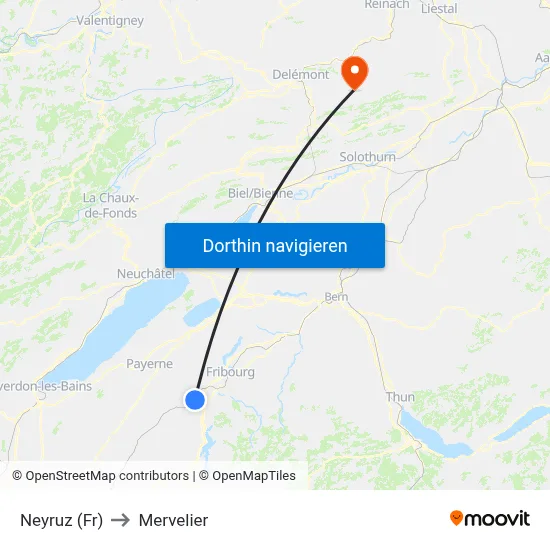 Neyruz (Fr) to Mervelier map