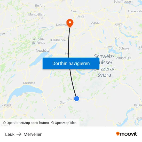 Leuk to Mervelier map