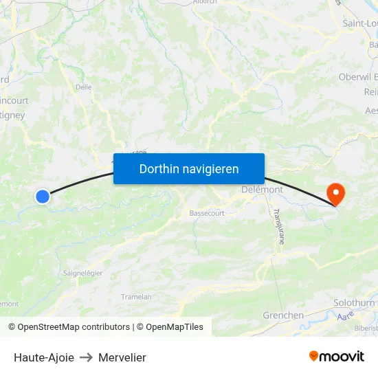 Haute-Ajoie to Mervelier map