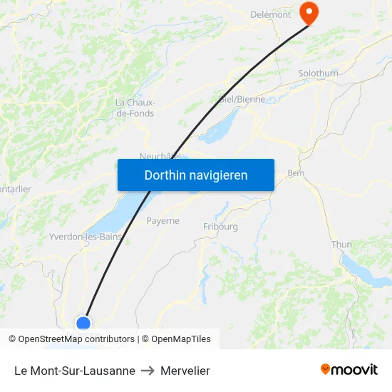 Le Mont-Sur-Lausanne to Mervelier map