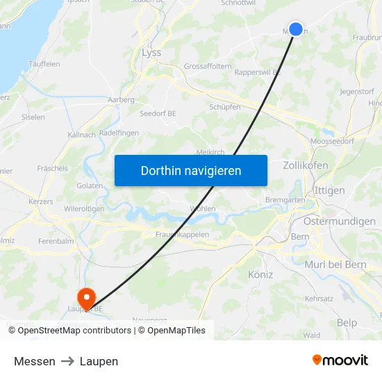 Messen to Laupen map