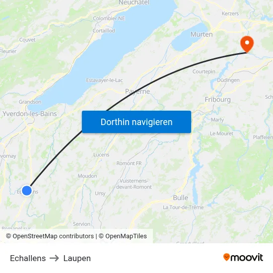 Echallens to Laupen map