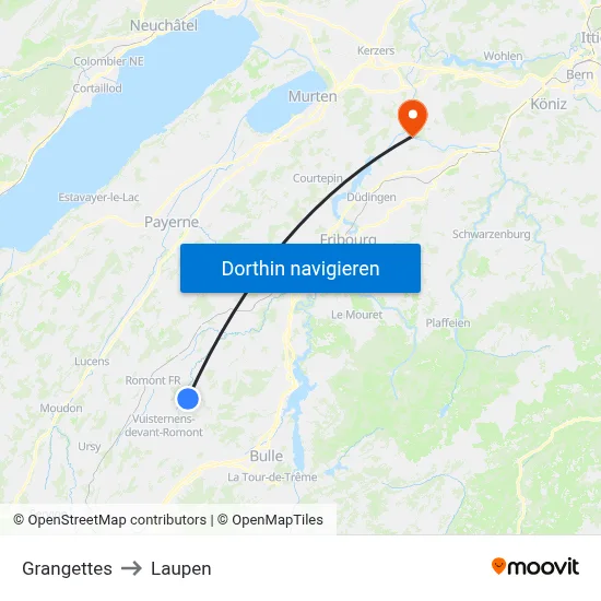 Grangettes to Laupen map