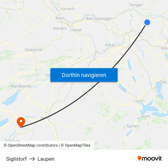 Siglistorf to Laupen map