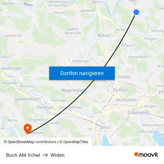 Buch AM Irchel to Widen map