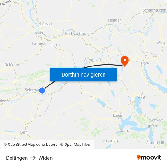 Deitingen to Widen map