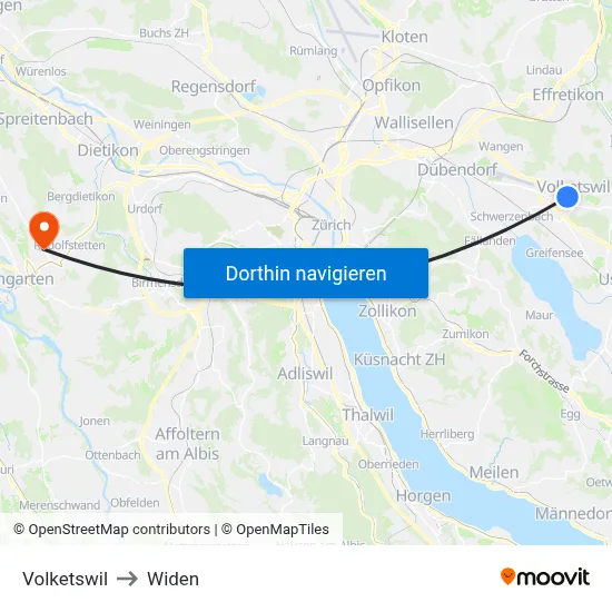 Volketswil to Widen map
