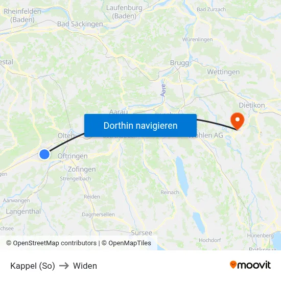 Kappel (So) to Widen map