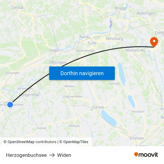 Herzogenbuchsee to Widen map