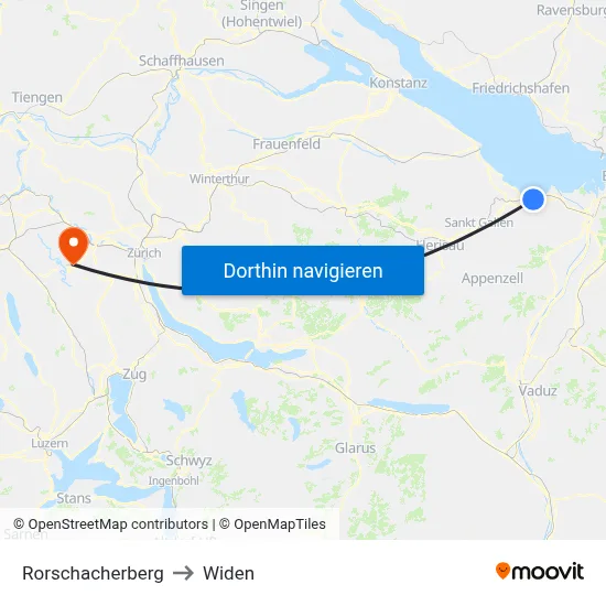 Rorschacherberg to Widen map
