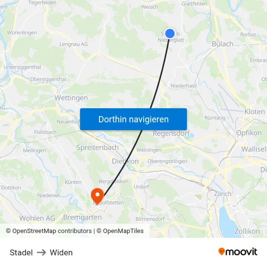 Stadel to Widen map