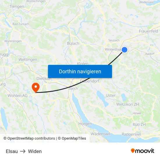 Elsau to Widen map