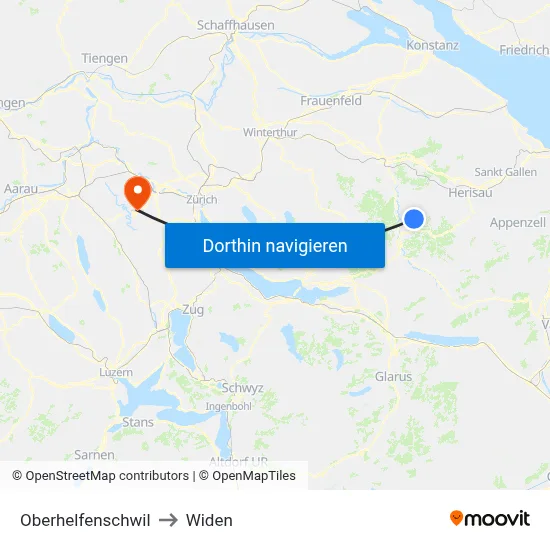 Oberhelfenschwil to Widen map