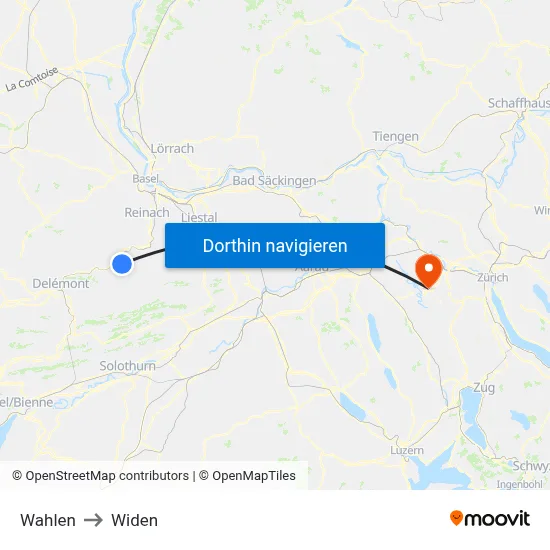 Wahlen to Widen map