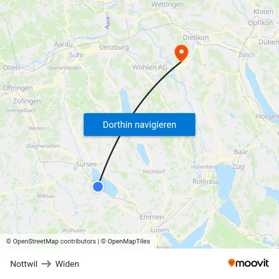 Nottwil to Widen map