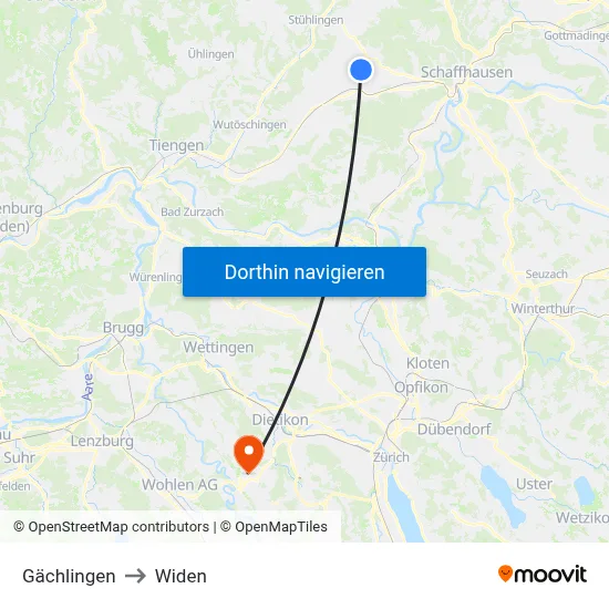 Gächlingen to Widen map