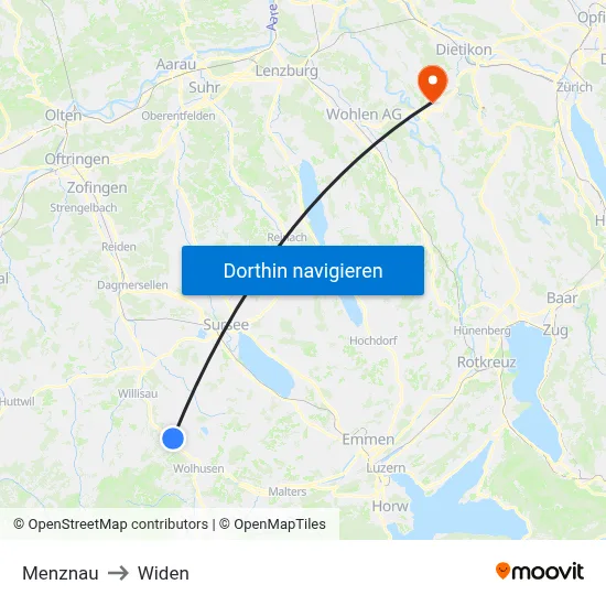 Menznau to Widen map