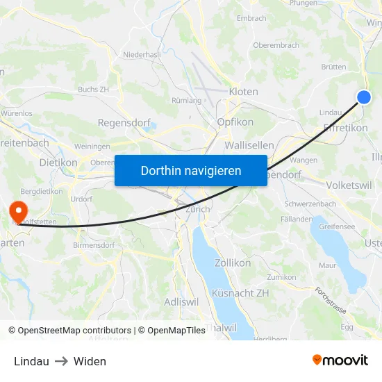 Lindau to Widen map