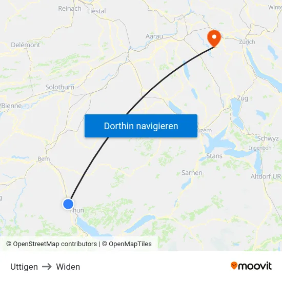 Uttigen to Widen map