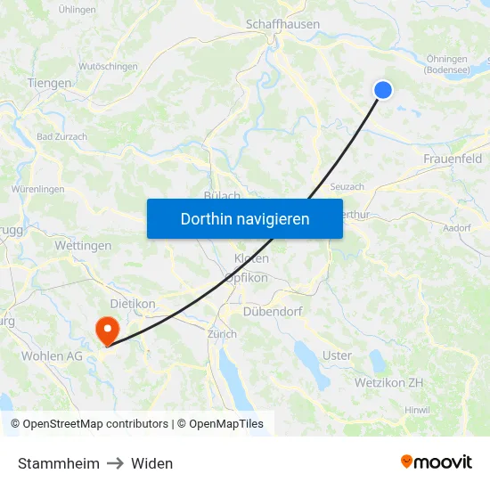 Stammheim to Widen map