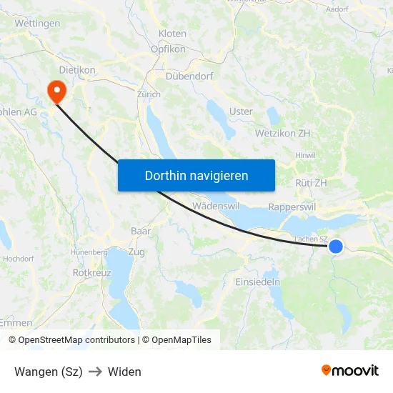 Wangen (Sz) to Widen map
