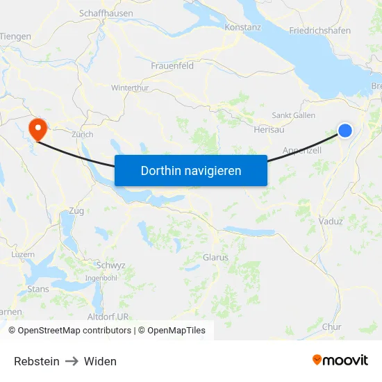 Rebstein to Widen map