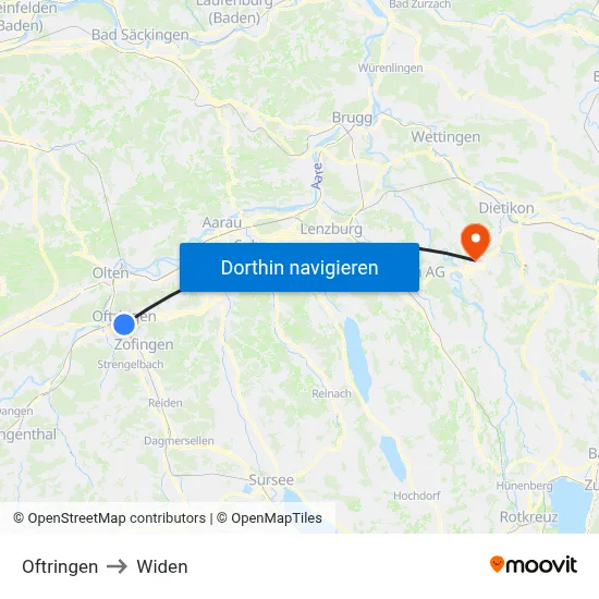 Oftringen to Widen map