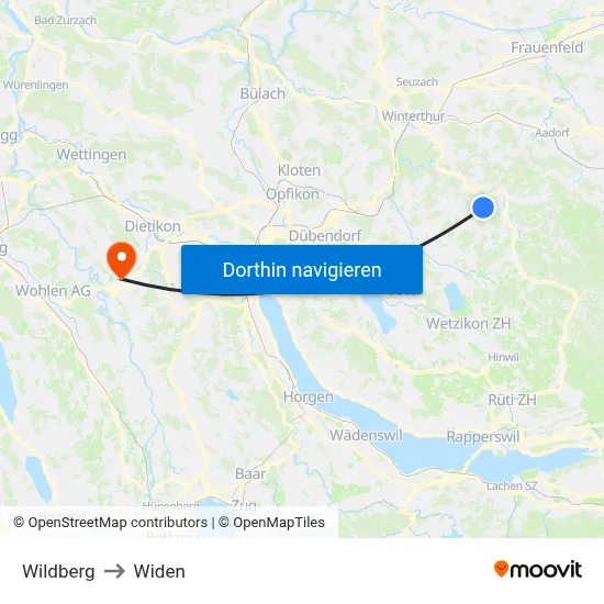 Wildberg to Widen map