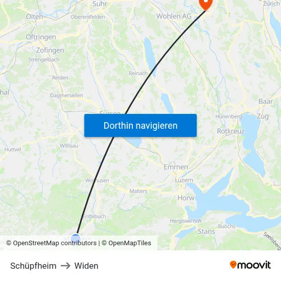Schüpfheim to Widen map