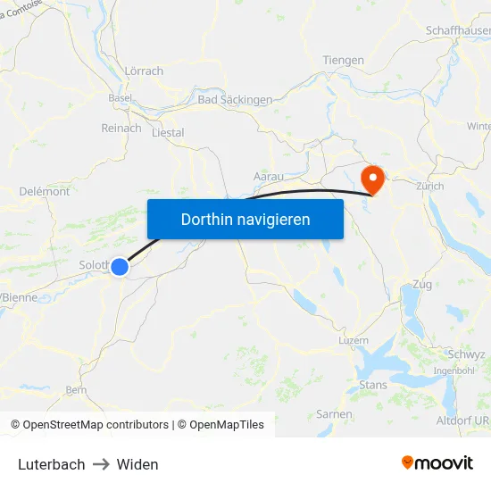 Luterbach to Widen map