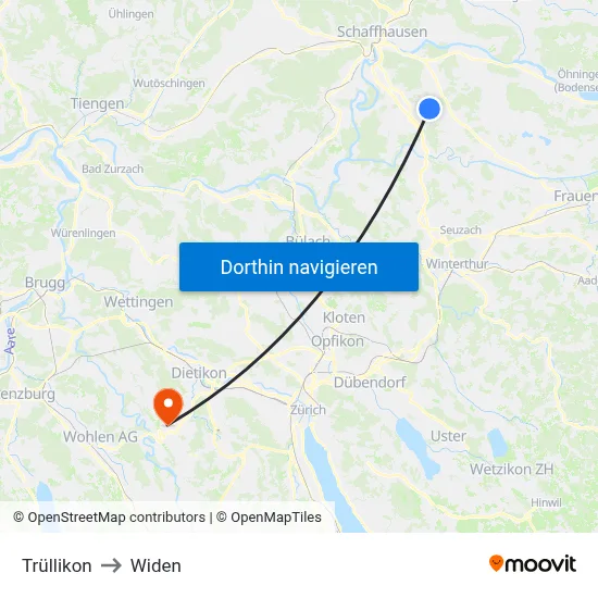 Trüllikon to Widen map