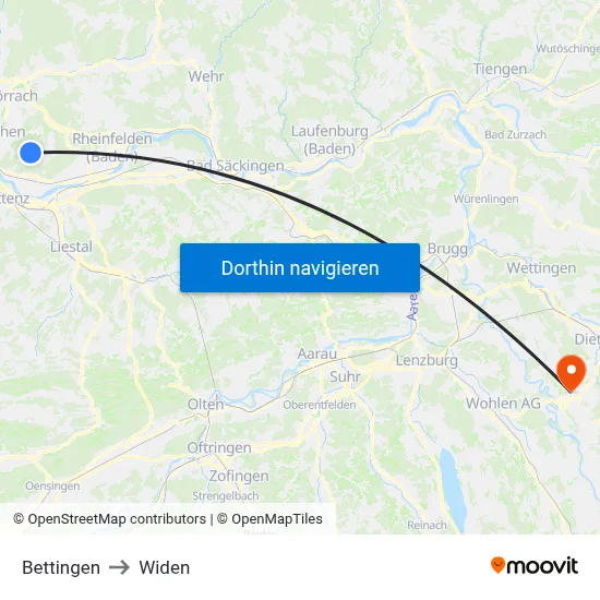 Bettingen to Widen map