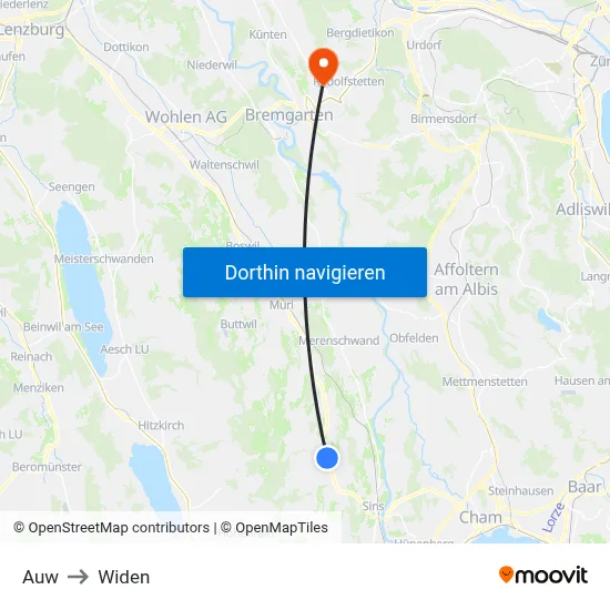 Auw to Widen map
