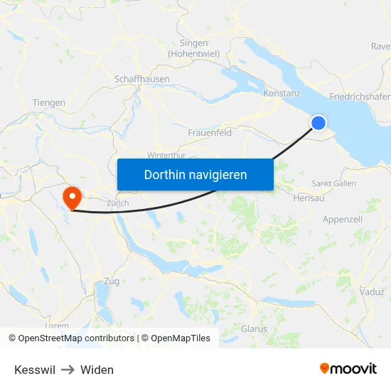 Kesswil to Widen map