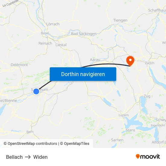 Bellach to Widen map