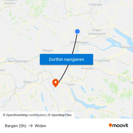 Bargen (Sh) to Widen map