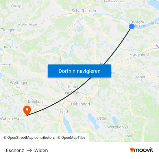 Eschenz to Widen map