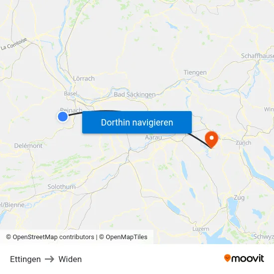 Ettingen to Widen map