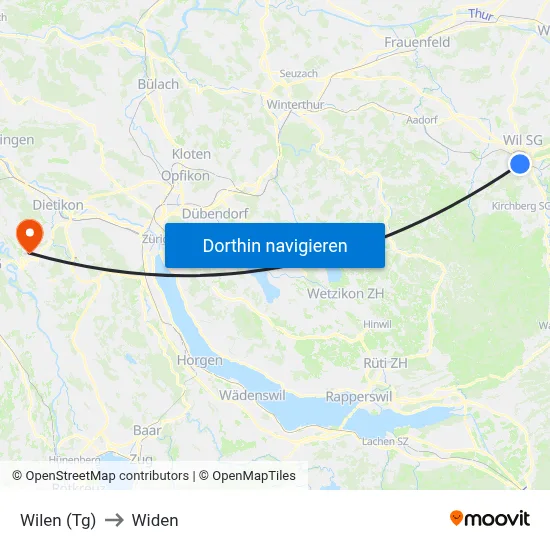 Wilen (Tg) to Widen map
