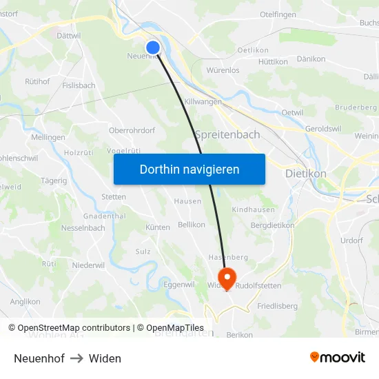 Neuenhof to Widen map