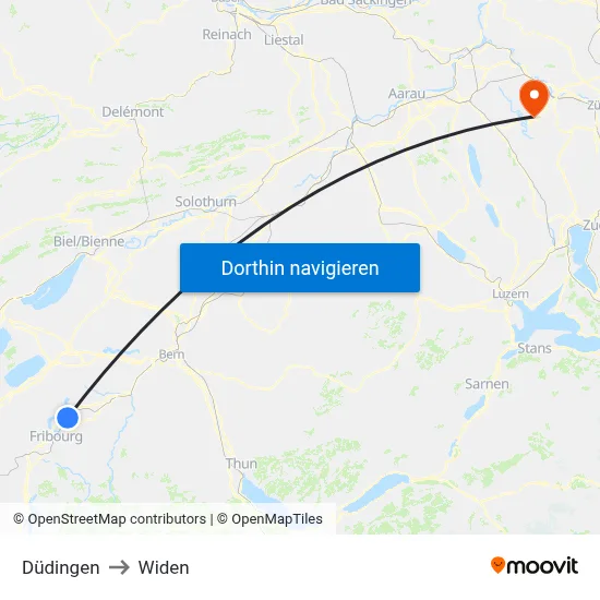 Düdingen to Widen map