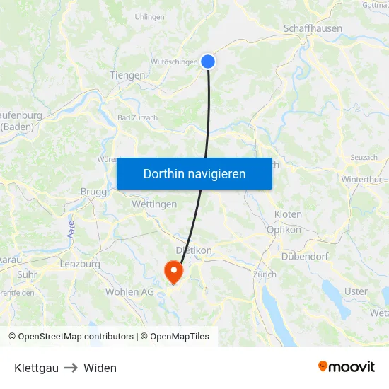 Klettgau to Widen map