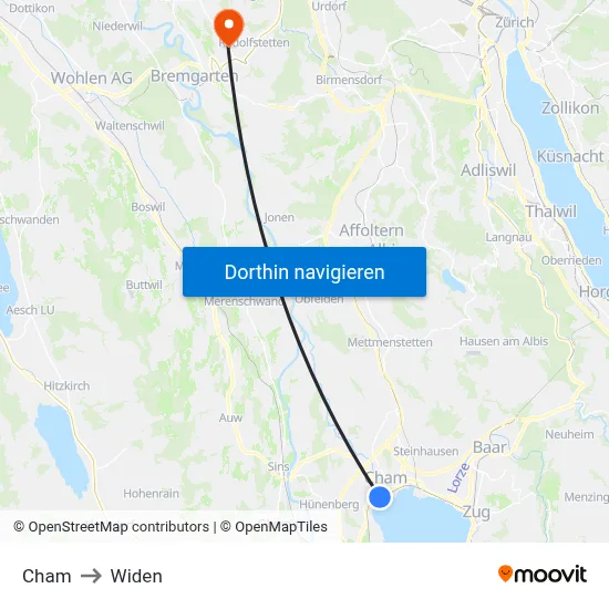 Cham to Widen map