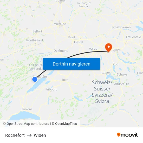 Rochefort to Widen map