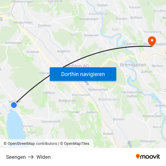 Seengen to Widen map