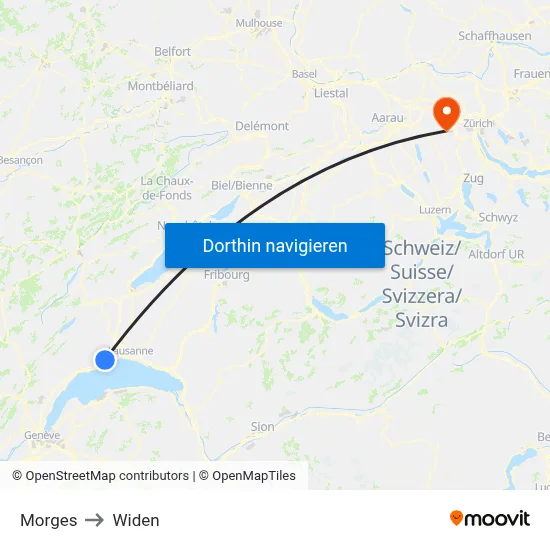 Morges to Widen map