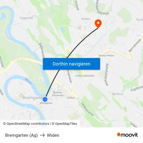 Bremgarten (Ag) to Widen map