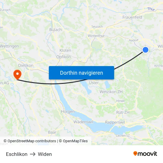 Eschlikon to Widen map